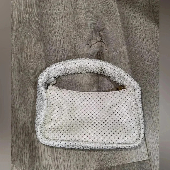 Vince Camuto Damsa Crystal Mesh Mini Shoulder Bag Beaded White Bridal - Picture 4 of 11